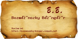 Bozmánszky Böngér névjegykártya